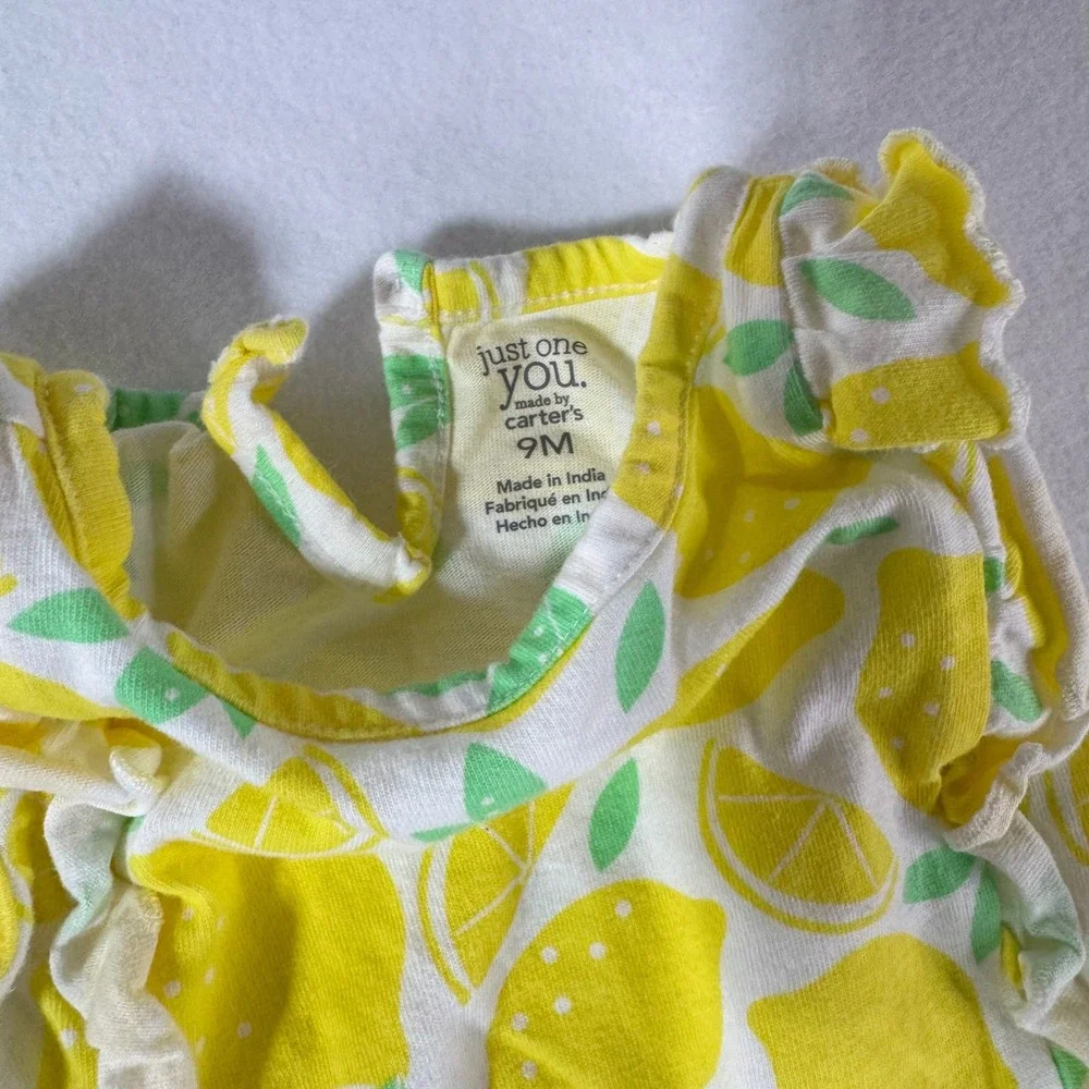 Baby Girl Clothes Lot 6-12M 9M Rompers Bodysuits Unicorn Lemon Dino 4pc